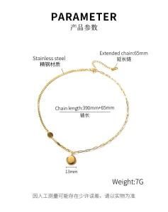 Fashion Jewelry Adjustable Women&#160; Stainless Steel Small Coin&#160; Pendant Necklace&#160;