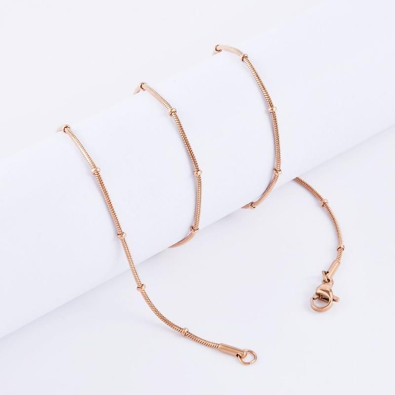 Fashion Accessories Snake Chain Stainless Steel Gold Plated Jewelry with Beads for DIY Lady Gift