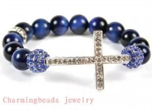 Agate Stone Bracelet Jewelry, Sideway Cross Bracelet, Crystal Beads Bracelet