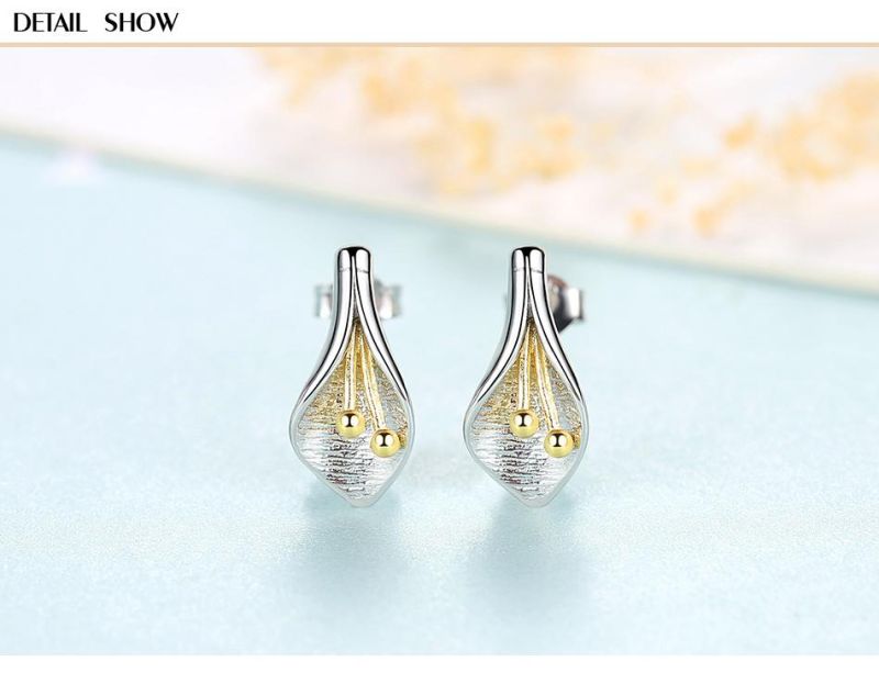 Double-Color Lily Sterling Silver 925 Ear Studs
