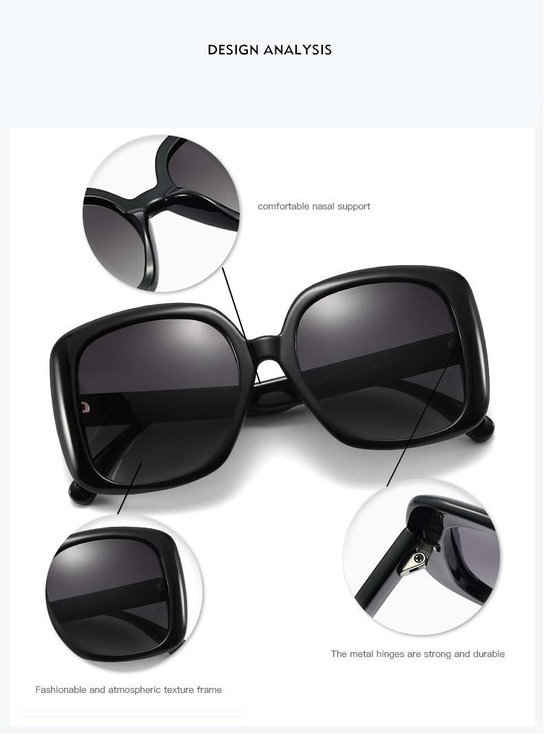 PC Oversize Rectangle and Square Custom Logo Ready to Ship Women Fashion Polarized Sunglasses