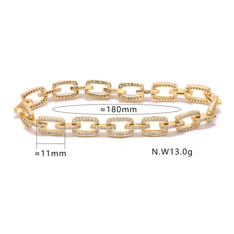 Gold Plated Zircon Bracelet with Diamond Clasp for Women Jewelry