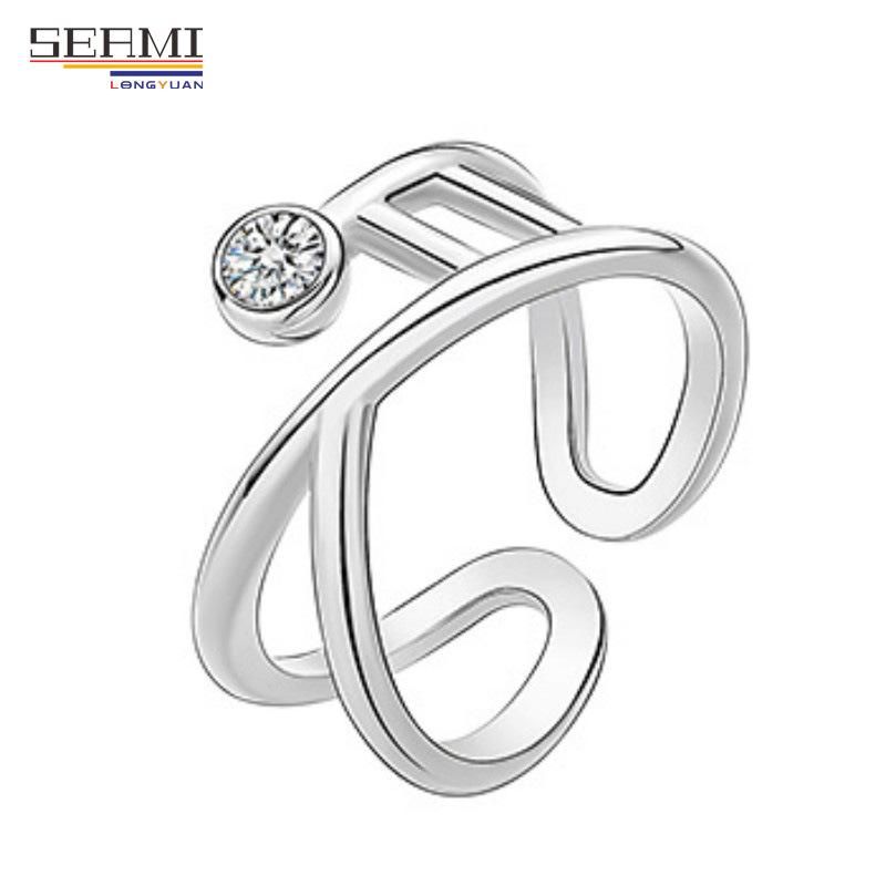 S925 Silver Ring Female Ins Design Texture Geometric Opening Ring