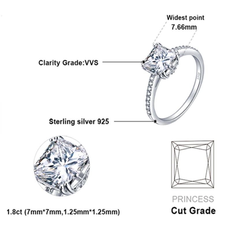 925 Sterling Silver Ring with Cubic Zirconia for Engagement Wedding Fashion Jewelry Wholesale