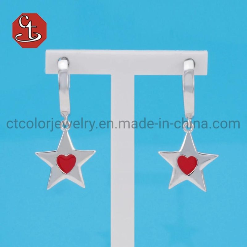 Fashion Brass or Silver Jewelry Factory Price Circle Enamel Earring