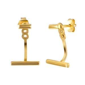 Hip Hop New Creative Gold Plated 925 Sterling Silver Post Ear Studs Zircon Post Earrings