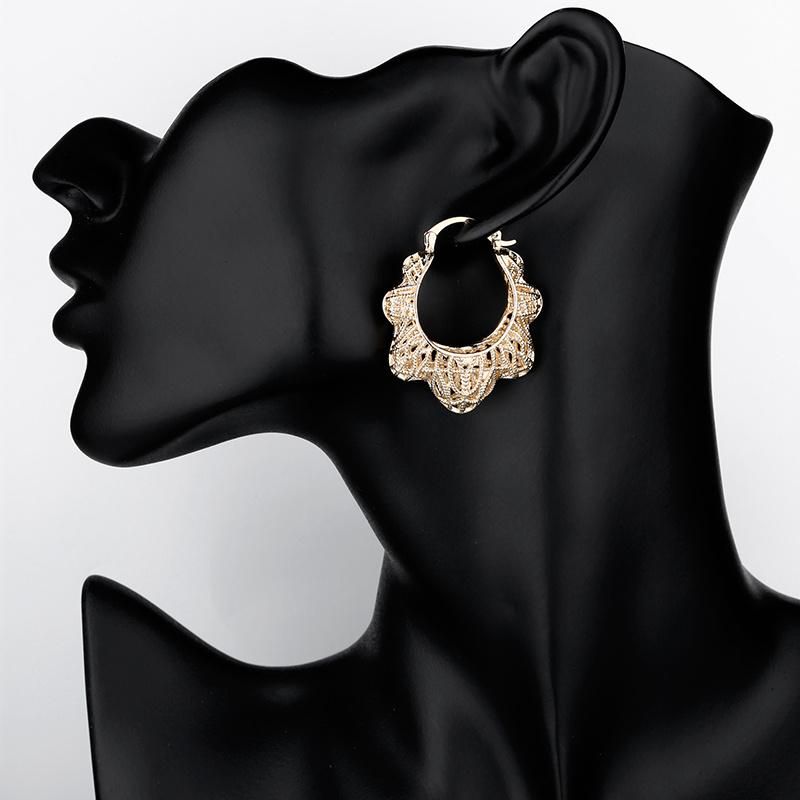 Fashion Simple Round Earrings Women 18K Gold Color Hoop Earrings