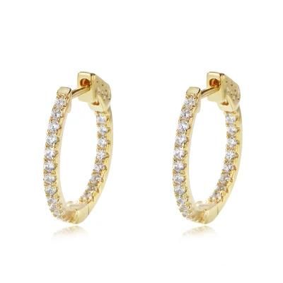 S925 Sterling Silver Fashion Round Hoop Diamond Earrings Cubic Zirconia Earrings