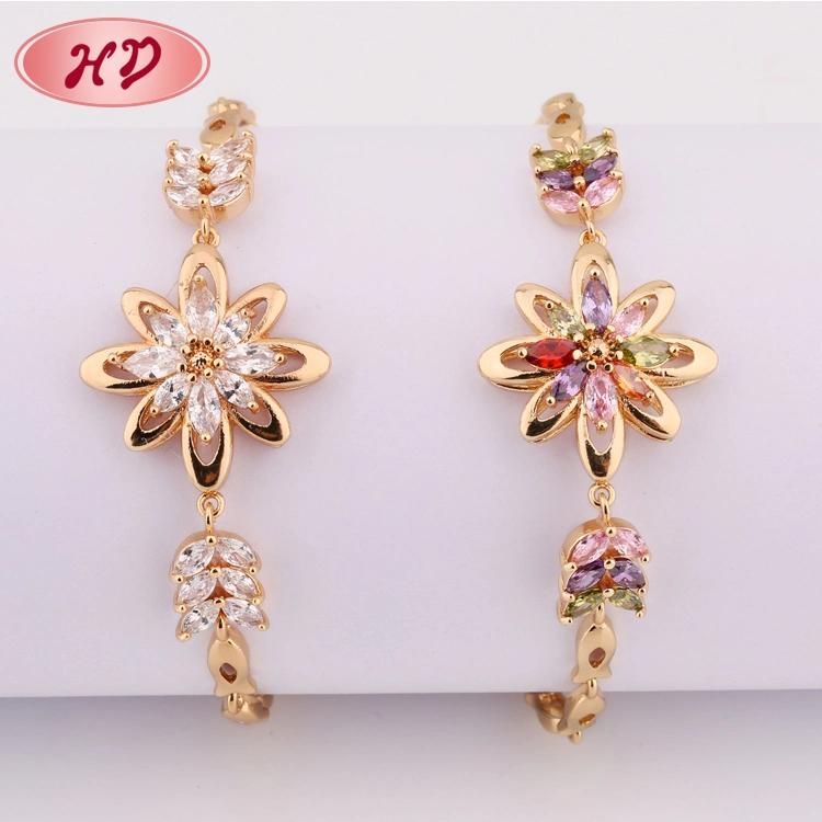 New Design Womens Zircon Crystal 18K Gold Charms Bracelet Jewelry