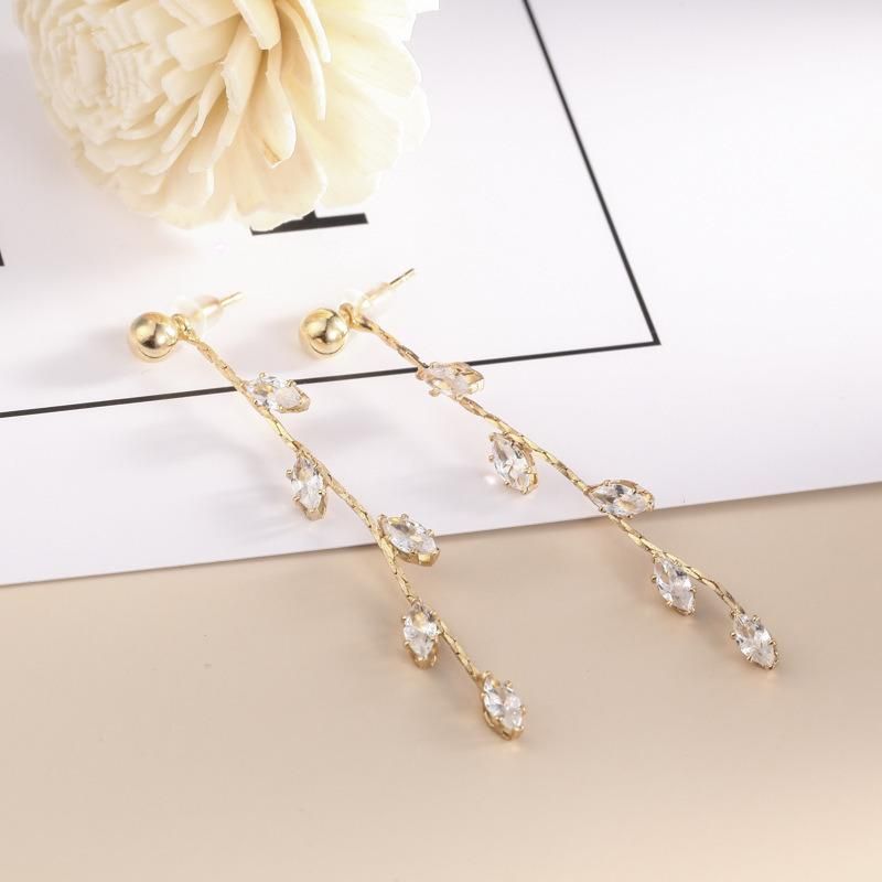 Water Drop Zircon Long Wild Fashion Retro Earrings