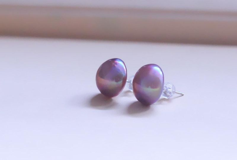 Cheap Half Round Natural Cultured Freshwater Mabe Pearl Stud Earrings Wholesale in Bulk