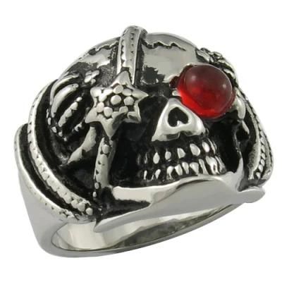Factory Stainless Steel Jewelry Crystal Knight Ring