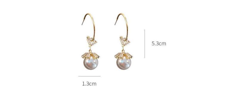 925 Silver Needle Zircon Snowflake Imitation Pearl Earring Korean Ins Fashion Earrings Temperament Simple All-Match Earrings for Women
