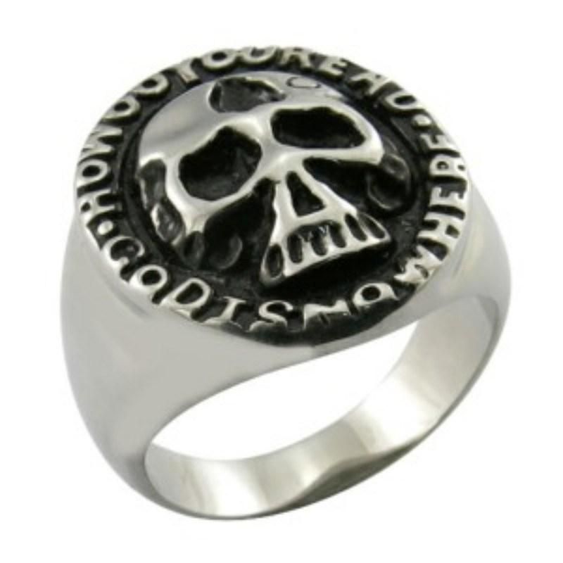 Mens Stainless Steel Large Skull Ring