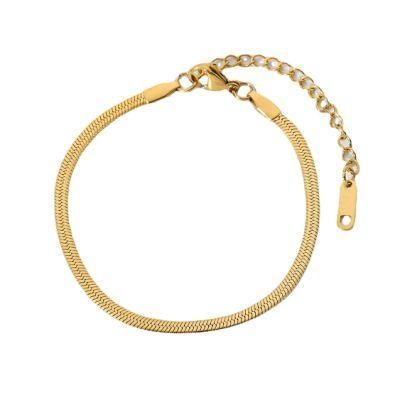 Stainless Steel Jewelry Simple Style Bracelet 14/18K Gold Plated/3mm Wide