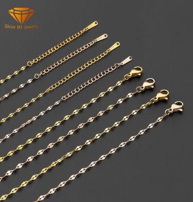 18K Gold Versatile Lip Chain Sweater Chain Female Stainless Steel Necklace Pendant with Chain Bare Chain Clavicle Chain Tile Chain Ssnl2639
