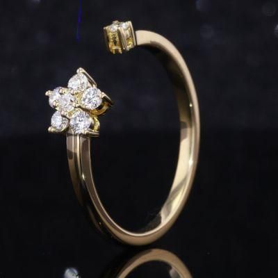 Lovely Design Women Yellow Color Jewelry Gold Plated Moissanite Ring