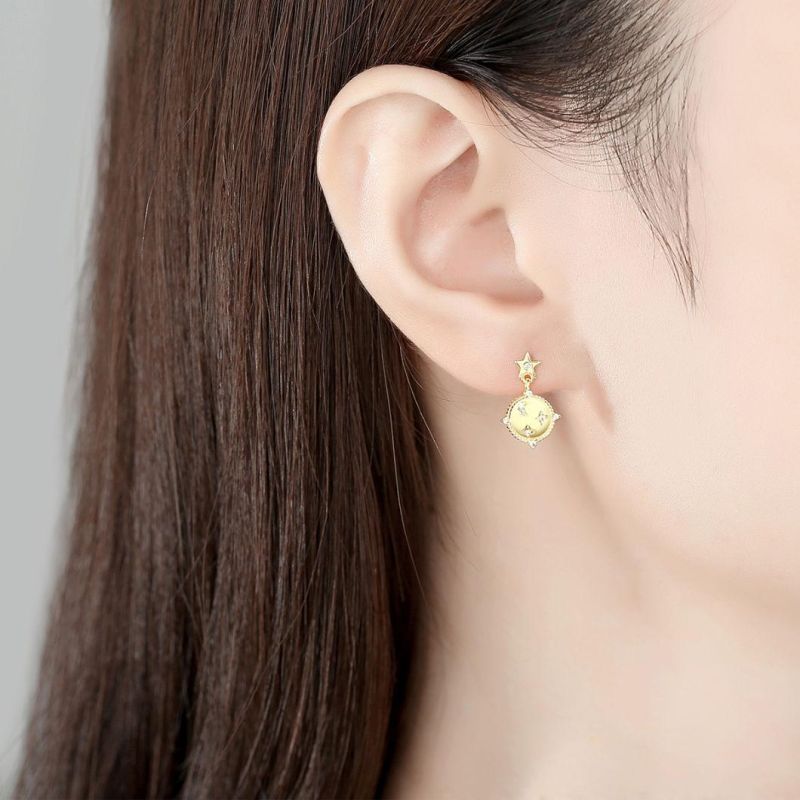 New Arrival 925 Silver Jewelry Gold Plated Star Ear Stud