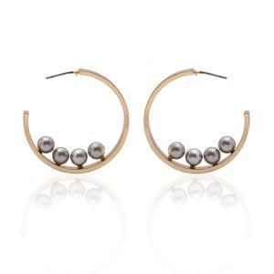 Fashion Accessories Imitation Jewelry Women Black Pearl Hoop Earrings