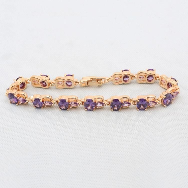 18K Gold Colorful Diamond Girls Lovely Women Bracelet