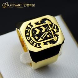 Signet Silver Ring with 14k Gold Plated