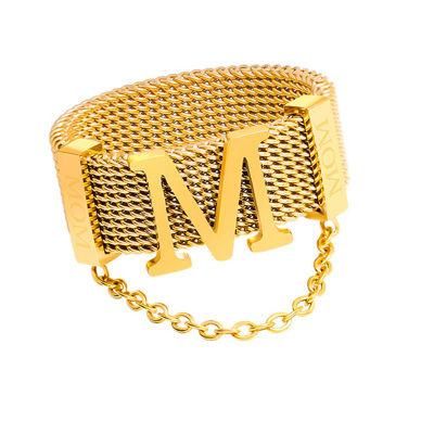 M Letter Stainless Steel Fashion Design Hip Hop Ring Jewelry