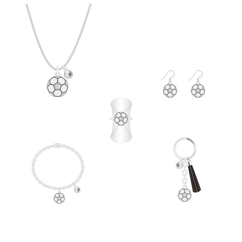 Round Football Shape Silver Grey Jewelry Set
