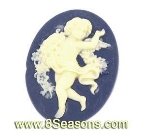 Dark Blue Resin Angel Charm Oval Cameo Embellishment Findings 40x31mm (B09946)