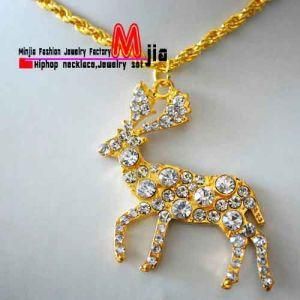 New Fashion Christmas Reindeer Pendant Necklace (MJCN13339)