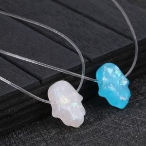 Custom Transparent Chain Blue White Opal Hamsa Fatima Choker Necklace