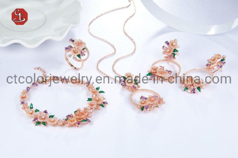 Fashion Jewelry Shell Flower Pearl Bracelet Colorful Enamel MOP Flower Bracelet