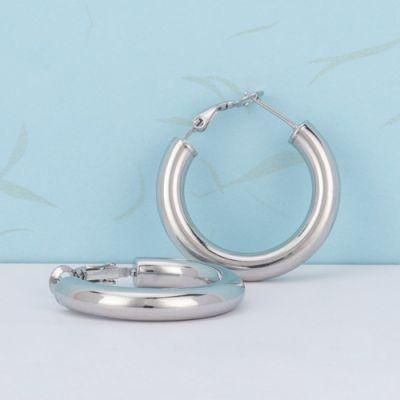 2021 New Designs Trendy Custom Stainless Steel Circle Earrings C Shape Hoop Earring Jewelry for Women