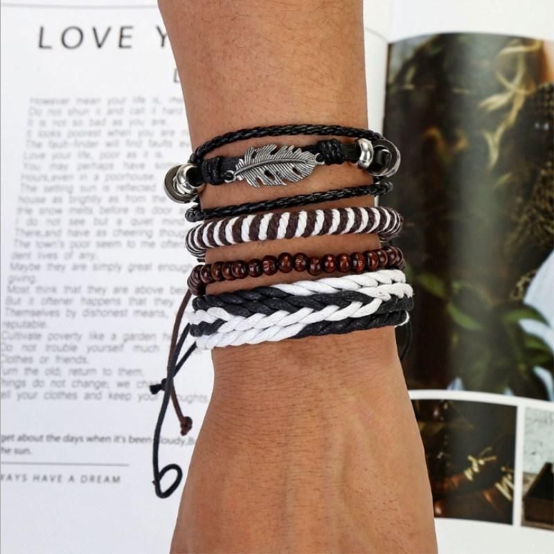 Fashion Vintage Charm Leather Bracelet Men Jewelry