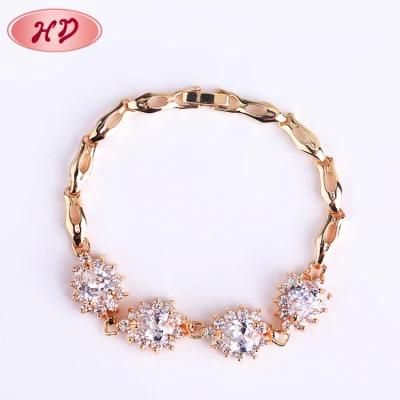 Hot Sale Anniversary 18K Gold Fashion Jewelry White Crystal Charm Bracelet Women