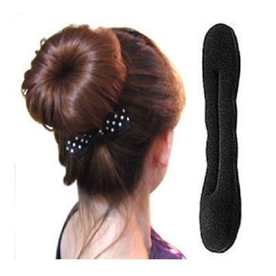 Solid Black Nylon Sponge Taenia Headbands Hair Donut Hairdisk Device Quick Messy Bun Hairstyle Hats