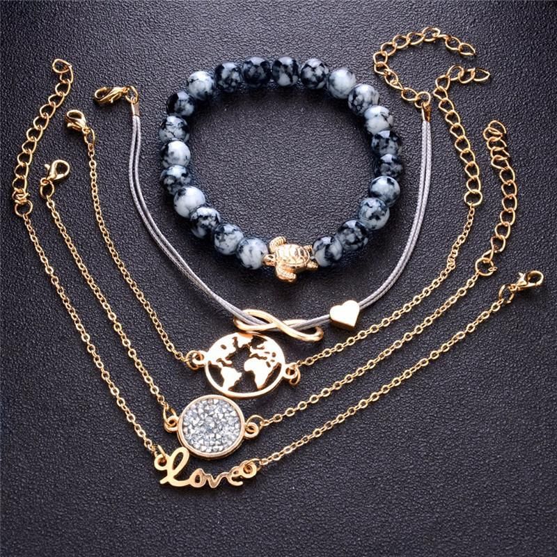 Fashion Jewelry Gifts Turtle Rope Chain Charm Bracelets Sets