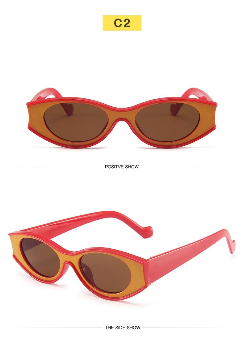Modern Contrasting Sunglasses Female Personality Concave Frame Oval Sunglasses