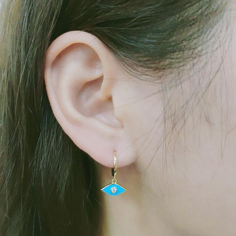 High Quality Jewelry 925 Silver Enamel Dainty Cute Eye Minimal Earring for Girl