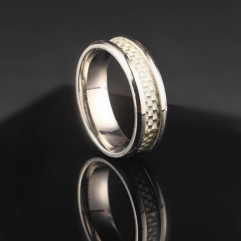 European and American Personality Rings Tungsten Steel Men′ S Rings Carbon Fiber Tungsten Steel Jewelry Wholesale
