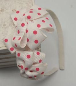 Fashion Cute Gir DOT Printing Hair Headband with Ribbons