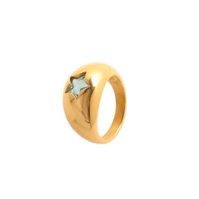 2022 fashion 18K Gold Plated Jewelry CZ Heart Star Ring for Women Wedding Party Gift Fashionable