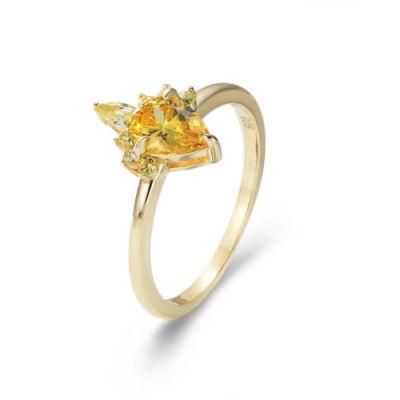 High Quality Rhodium Plated Silver Jewelry Natural Topaz Gold Ring