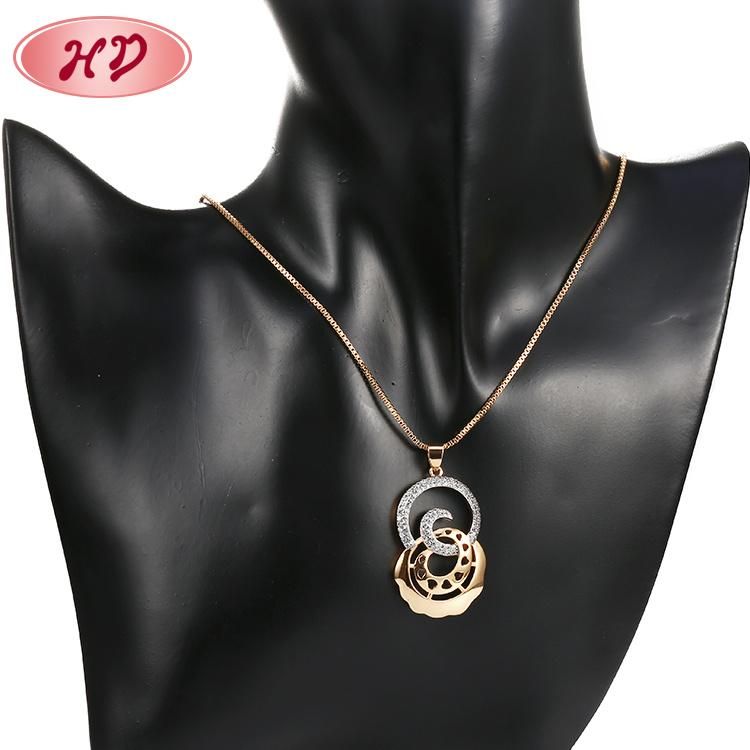 Women 18K Gold Plated Silver Alloy Fashion Accessories CZ Jewelry Sets Chain Pendant Necklace
