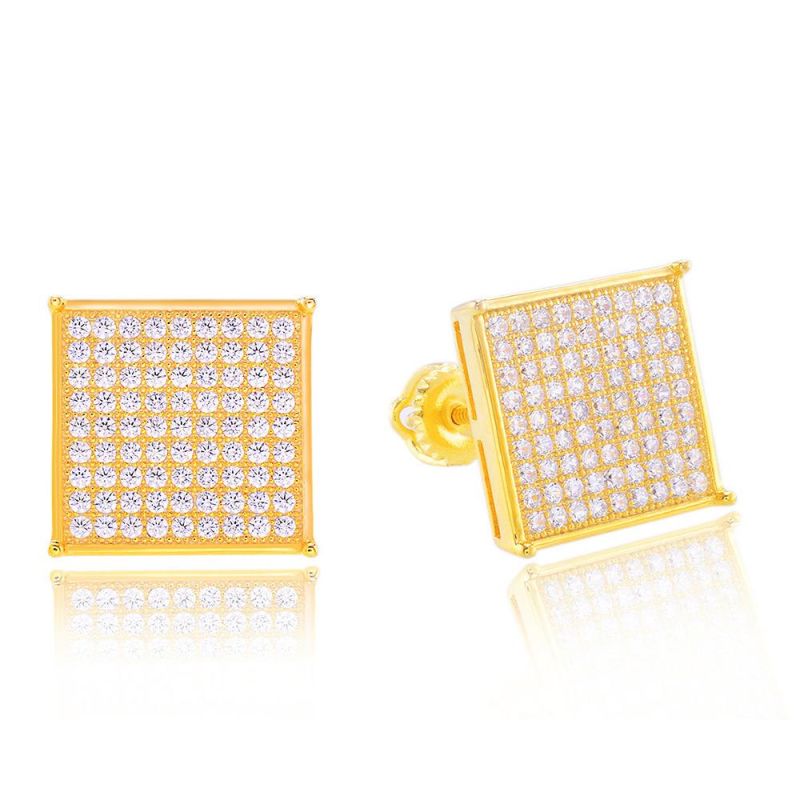 Hip Hop 925 Silver Zircon Stud Earring Jewelry