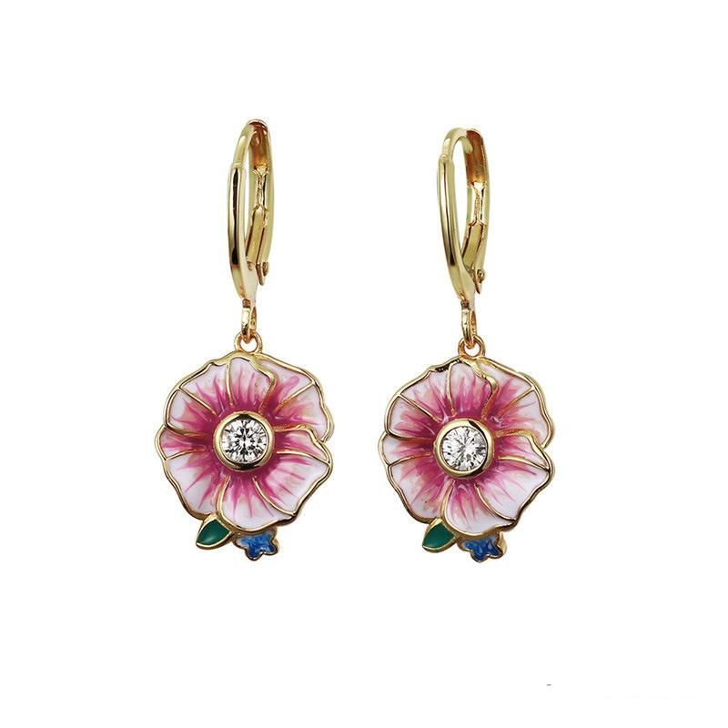 925 Sterling Silver Fan-Shaped Enamel Earring