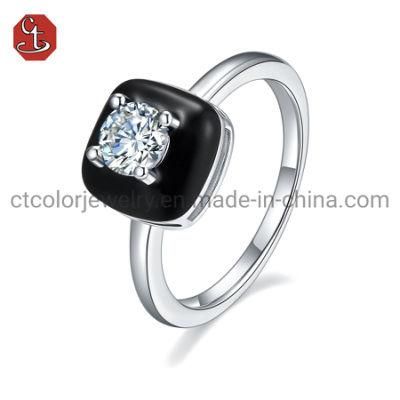 Custom Jewelry 925 Silver Black Enamel Rings
