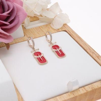 Brass Gold Plated Fashion Cross Religious Jewelry Earrings