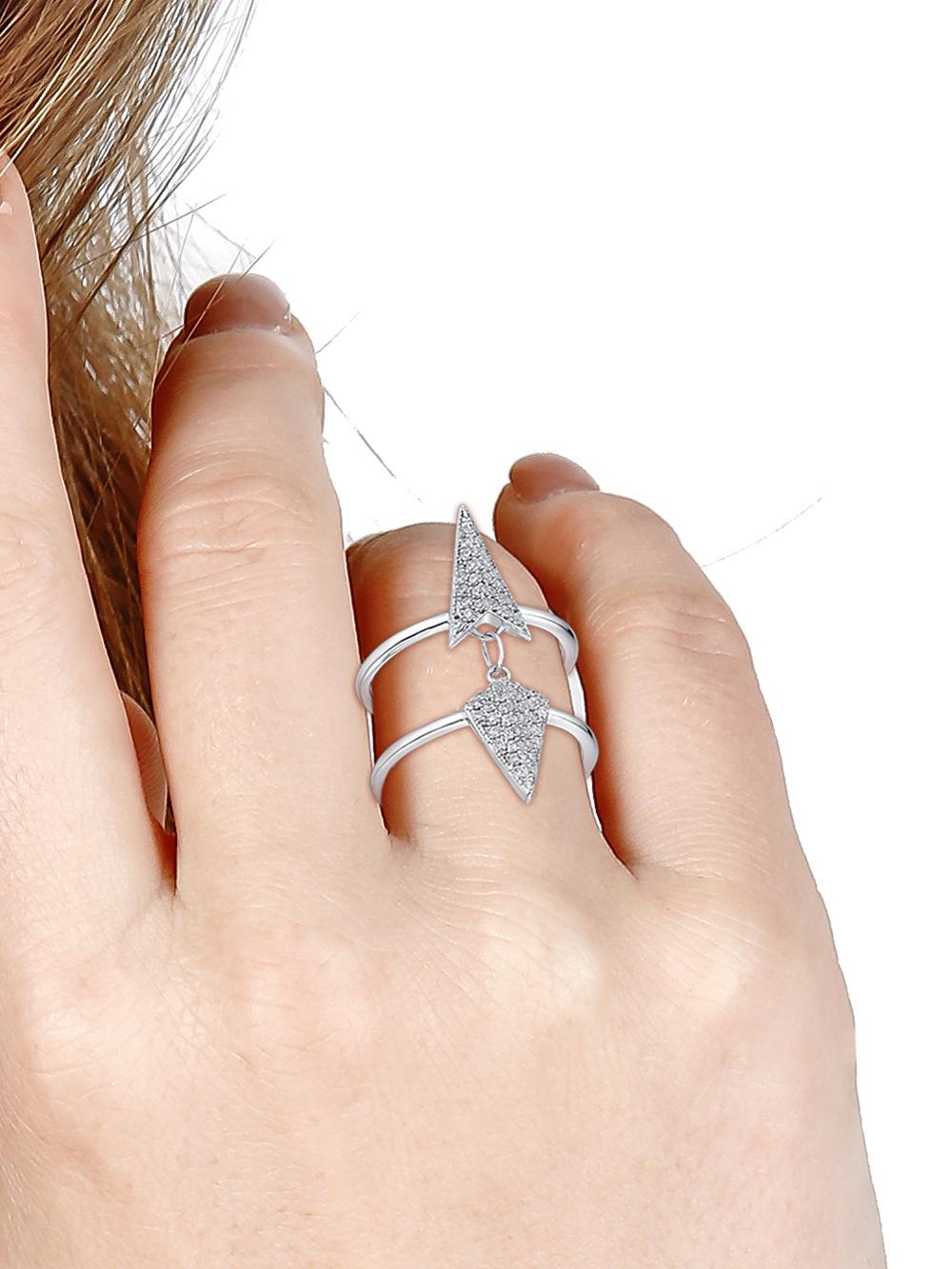 925 Sterling Silver Jewelry Rings Double layer Finger Fashion Ring with CZ Set
