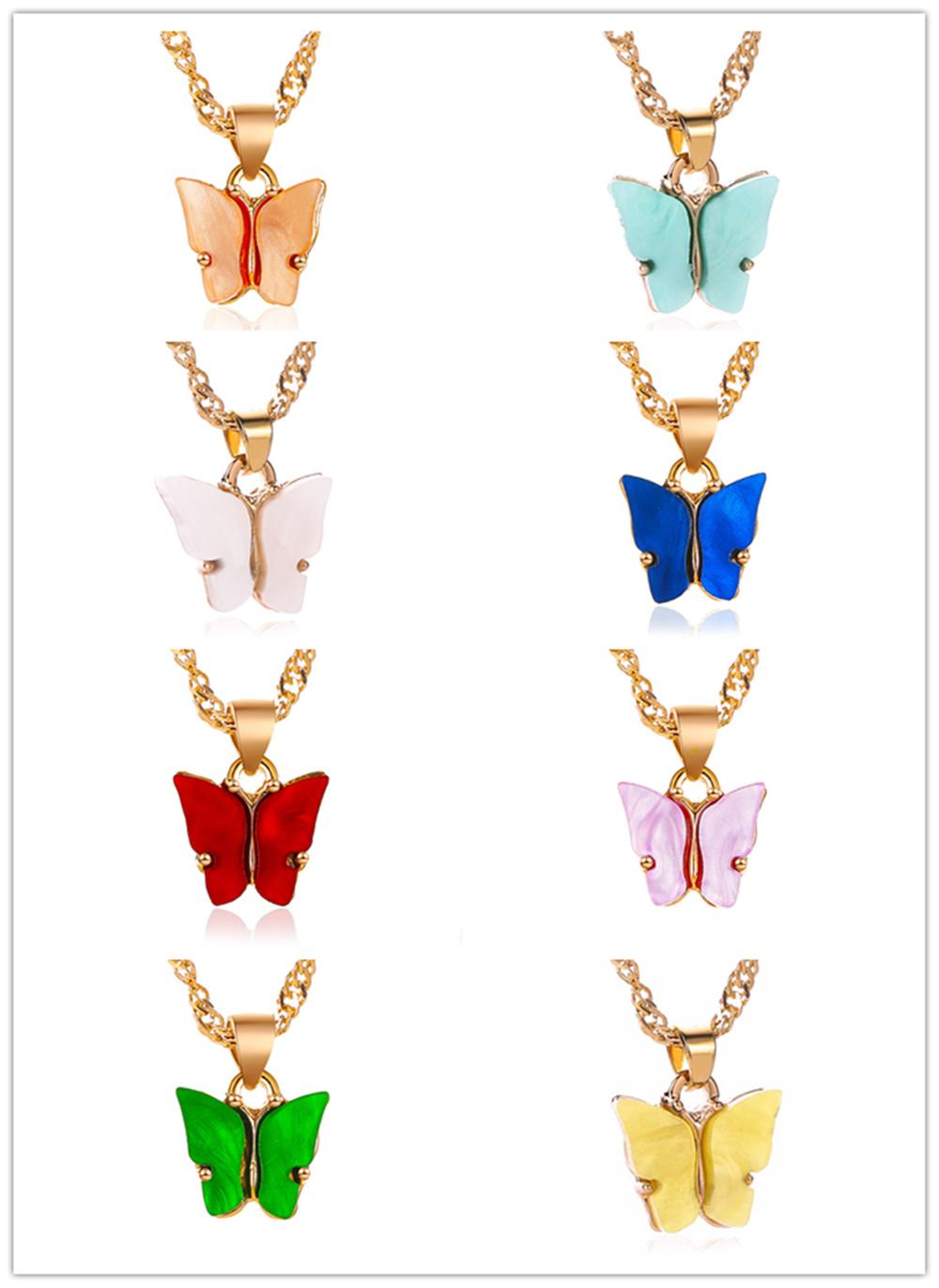 Butterfly Necklace Acrylic Color Sweet Woman Collarbone Chain Personalized Hipster Choker