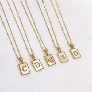 Fashion Jewelry Pendant Necklace with Letter Inlaid Stainless Steel Jewelry 18K Gold Plated